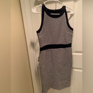 Navy and white stripe Ann Taylor business casual dress